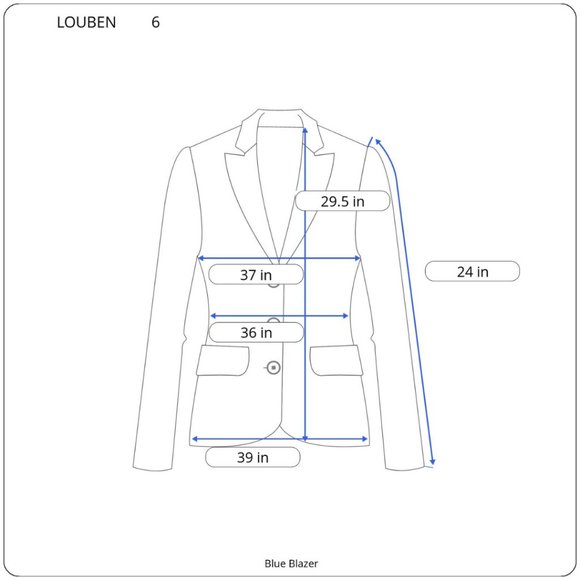 LOUBEN Blue Pinstriped Two Button Notch Collar Blazer in Size 6 - Picture 5 of 5